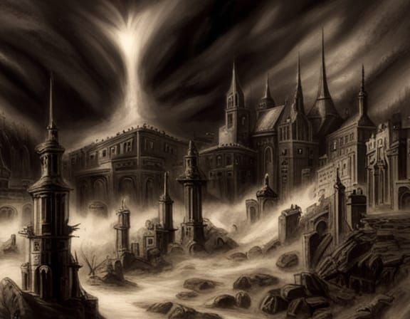 Golden City Buried in Rainforest, Ethereal Fantasy Art