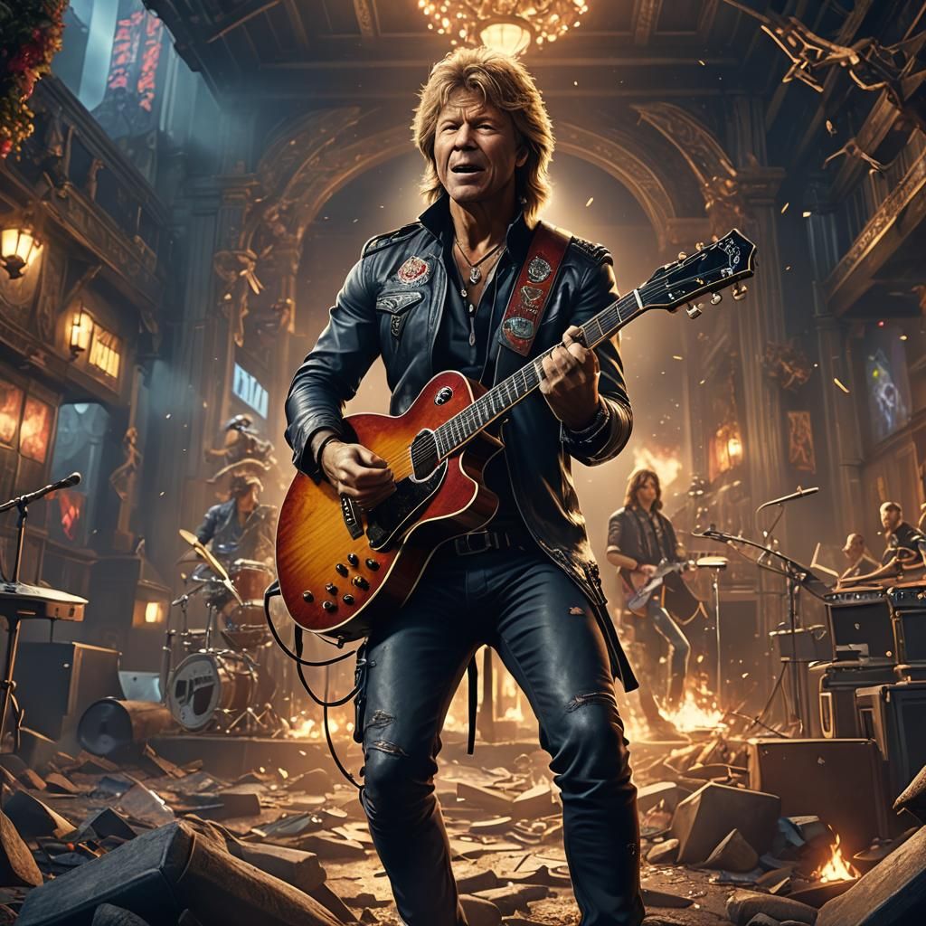 Bon Jovi Concert in Detailed Matte Painting Style
