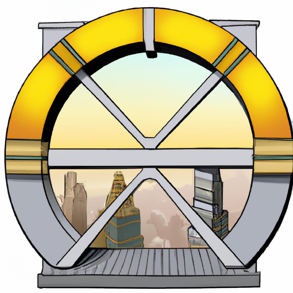 Cartoon Portal Above New York Skyscraper