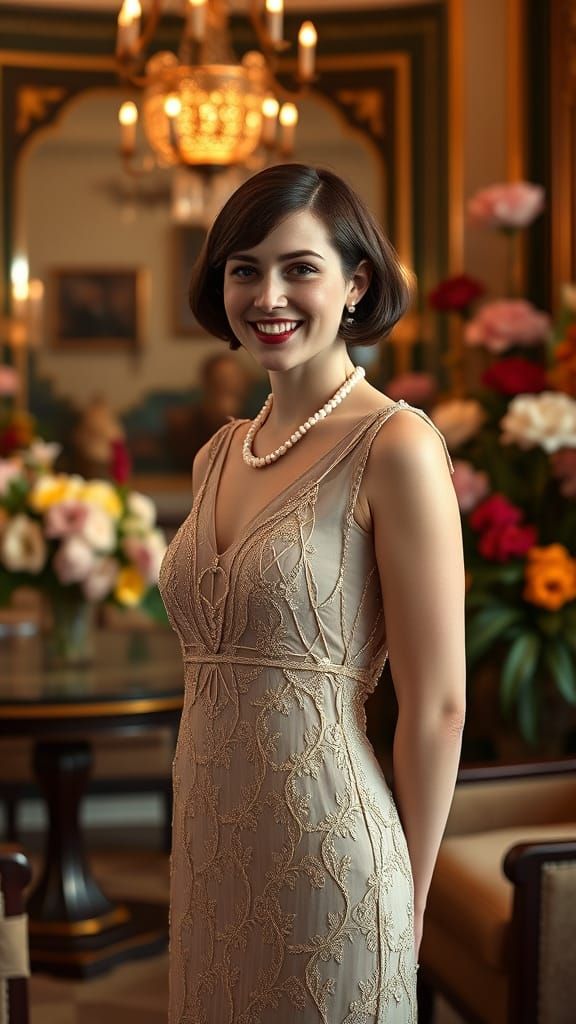 Flapper Style Woman in Art Deco Room
