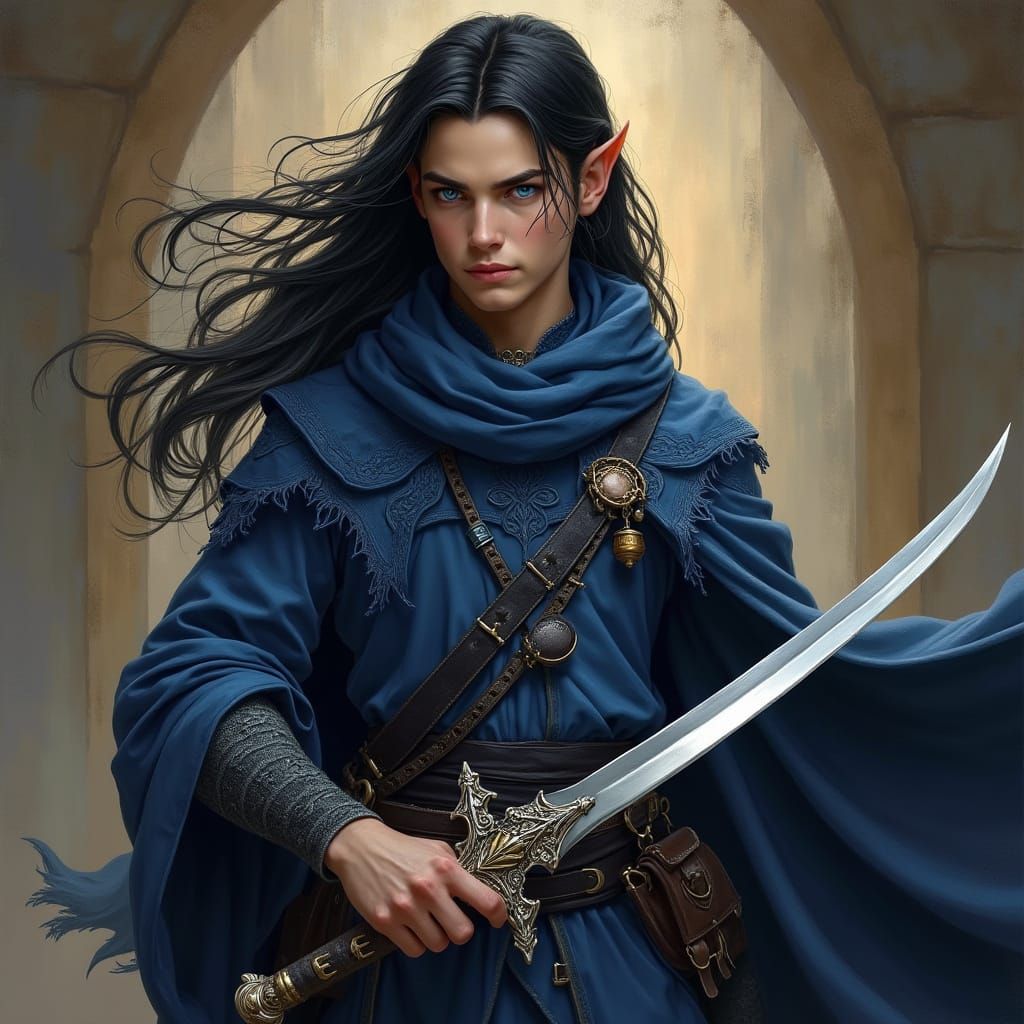 Elven Mage in Dynamic Combat Stance