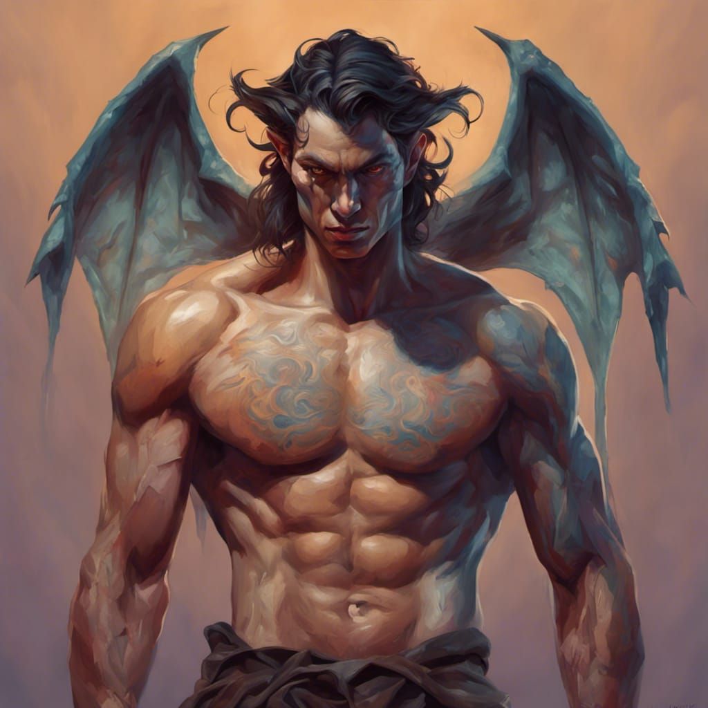 Hyperrealistic Incubus Figure Painting in Michael Angelo Sty...