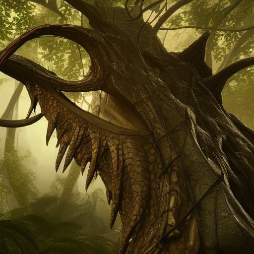 Alligator Teeth Grow From Tree: Fantasy Concept Art
