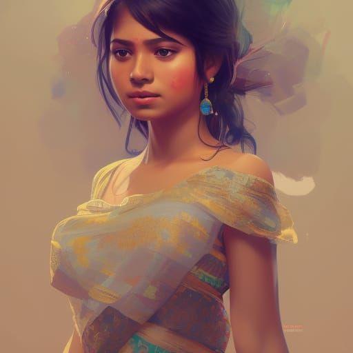 Beautiful Assamese Girl Portrait in Hyperdetailed Digital Ar...