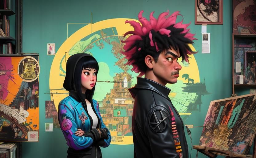 Intricate Eco-Hacker Girl Portrait