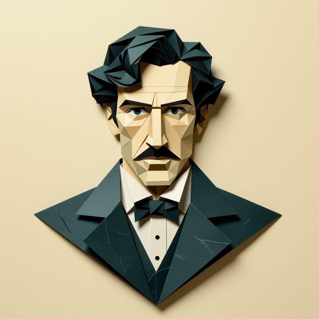 Sherlock Holmes as Intricate Origami in Op Art Style