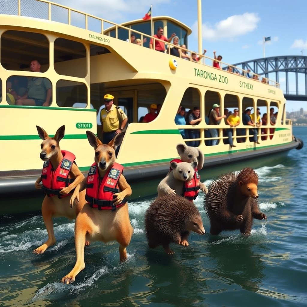 Australian Animals Escape to Sydney Harbour Ferry
