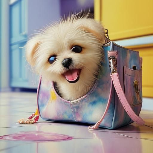 Puppy Peeking Out of a Purse