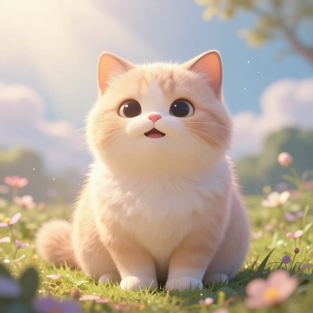 Cute Fluffy Cat in Dreamy Fairytale Setting