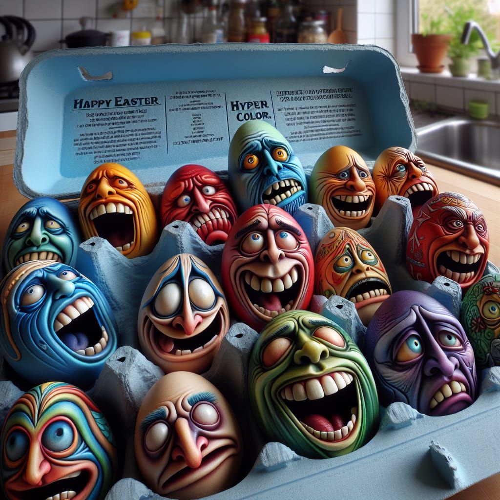Colorful Easter Eggs with Expressive Designs