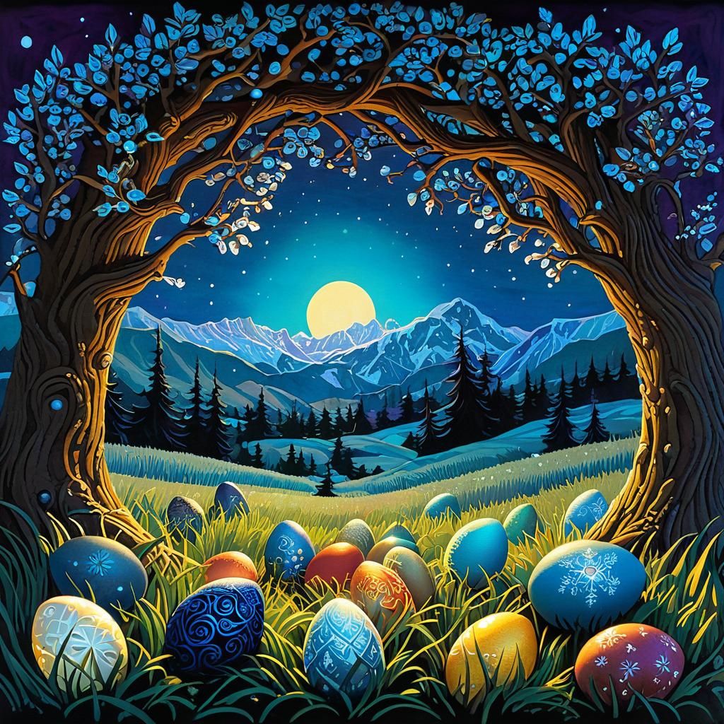 Christmas Eggs Hidden in Molehills: Batik Art