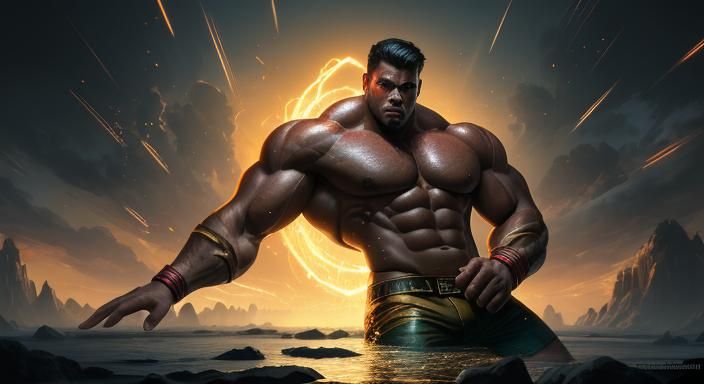 Colossal Bodybuilder Lifts Man: Marvel Concept Art