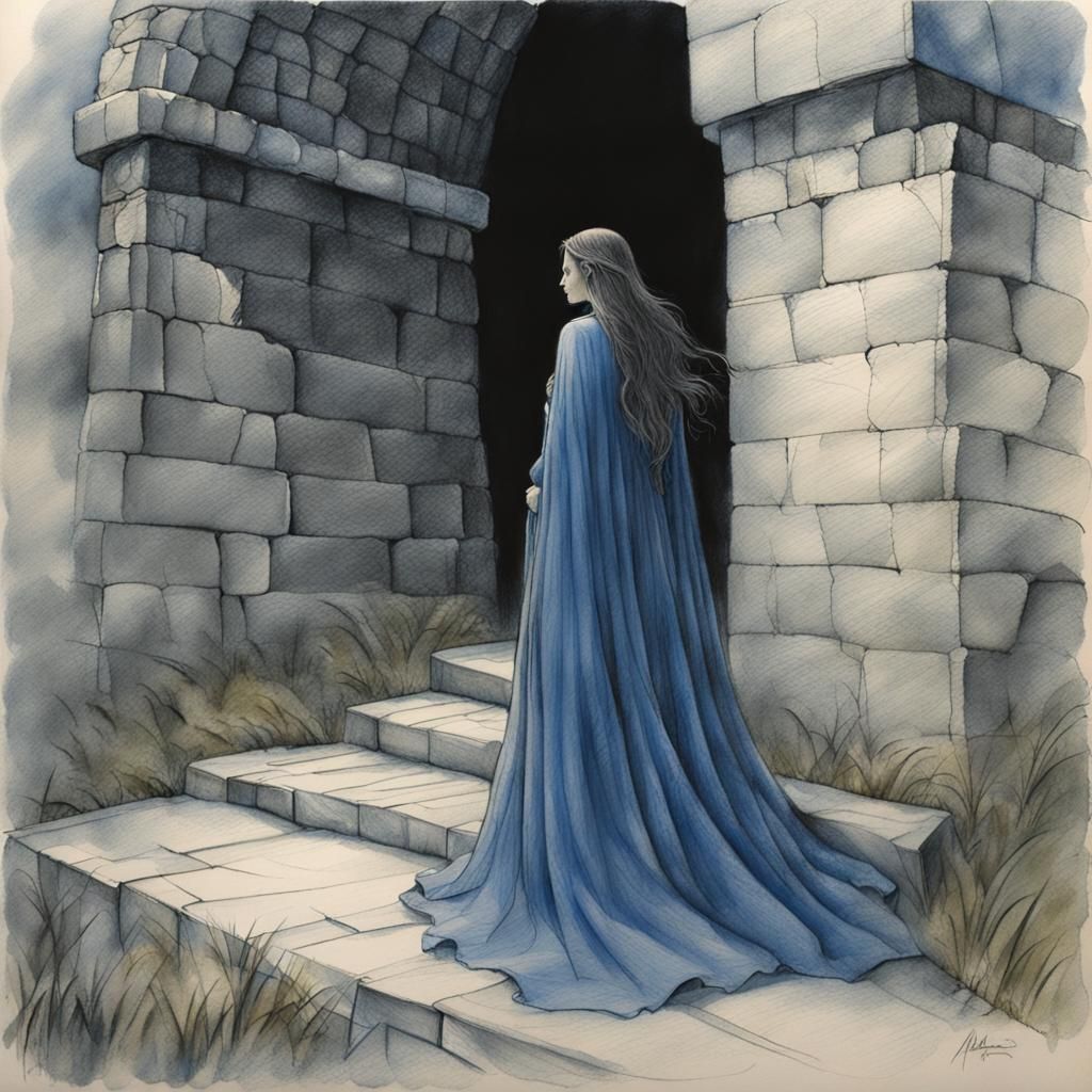 Woman Gazing Over Pellenor Field in Howe and Lee Style