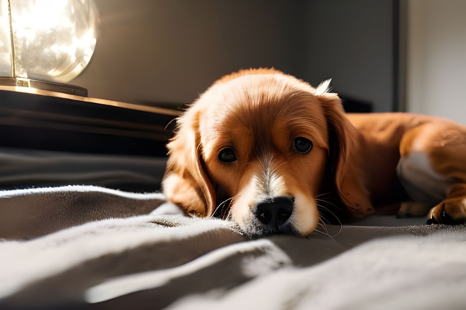 Adorable Dog Portrait in Warm Light, Romantic Style