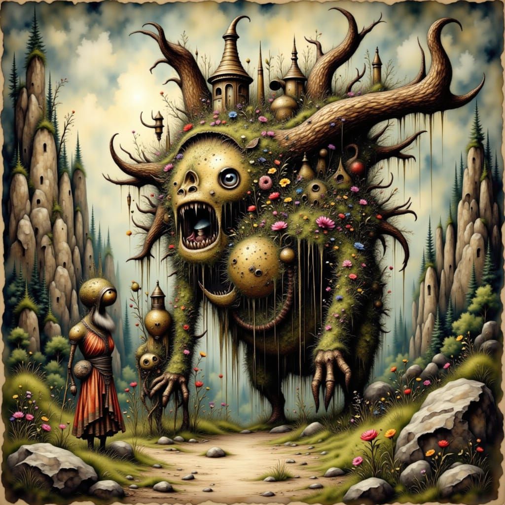 Mystical Folklore Creature in Dreamlike Style