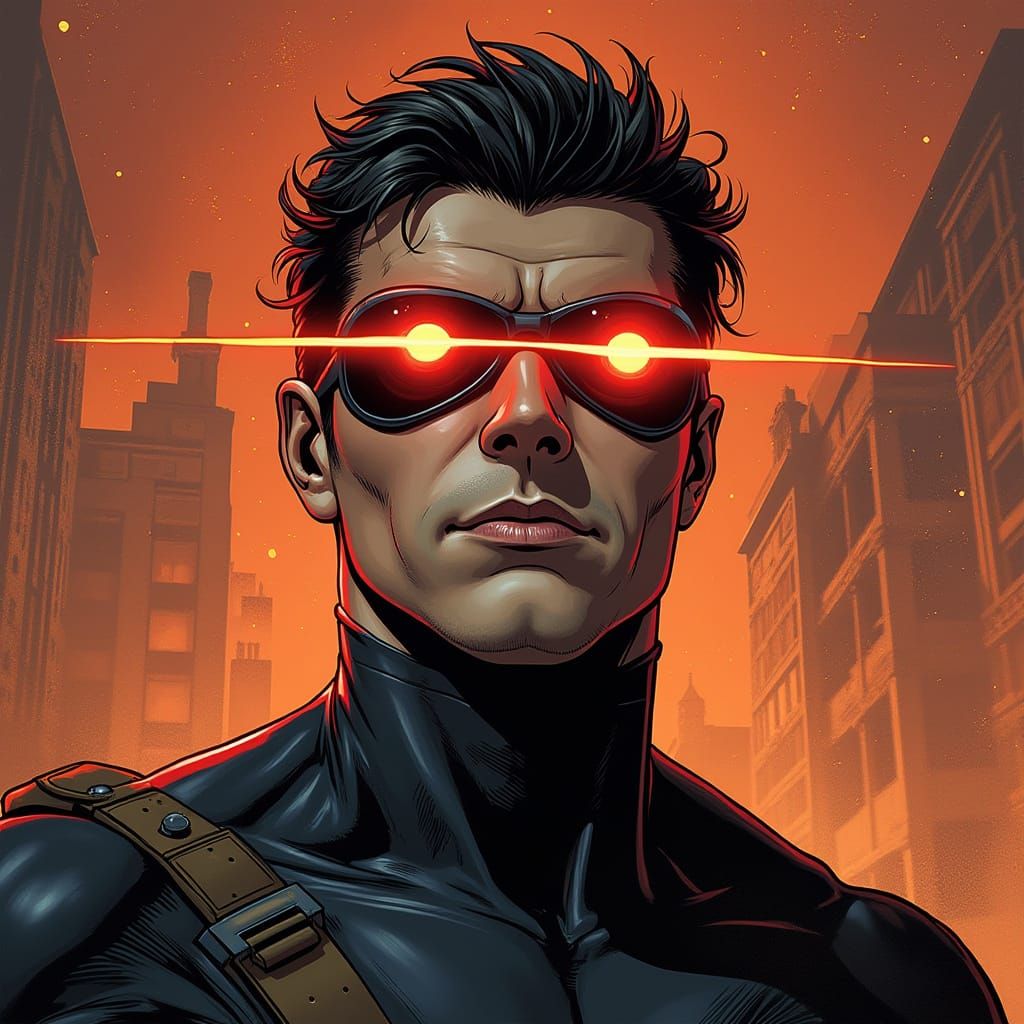 X-Man Cyclops in Comic Book Art Style