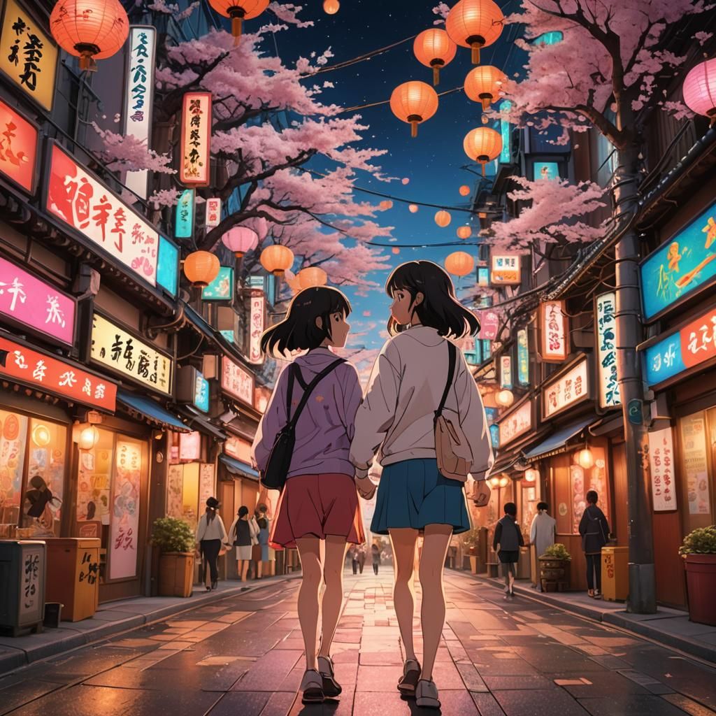 Anime-Inspired Japanese Street Scene in Studio Ghibli Style