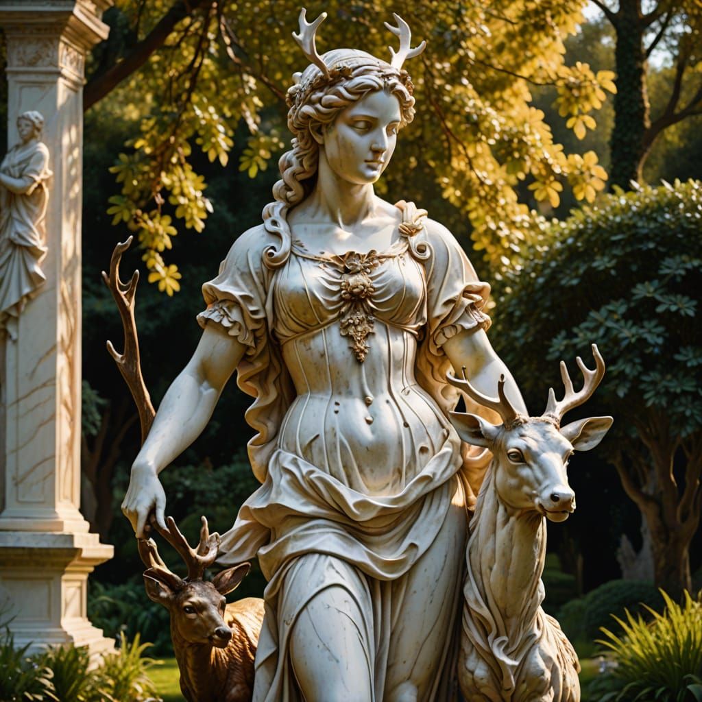 Artemis Marble Sculpture in Baroque Style