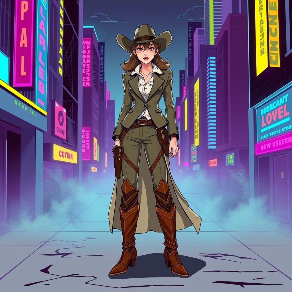 Woman Blending Corporate and Cowgirl Styles