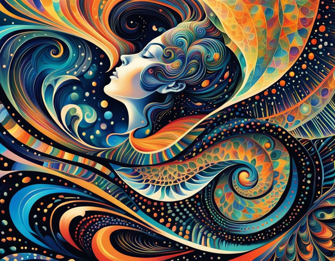 Fractal Singer in Ornate Armor: Vibrant Oil Painting