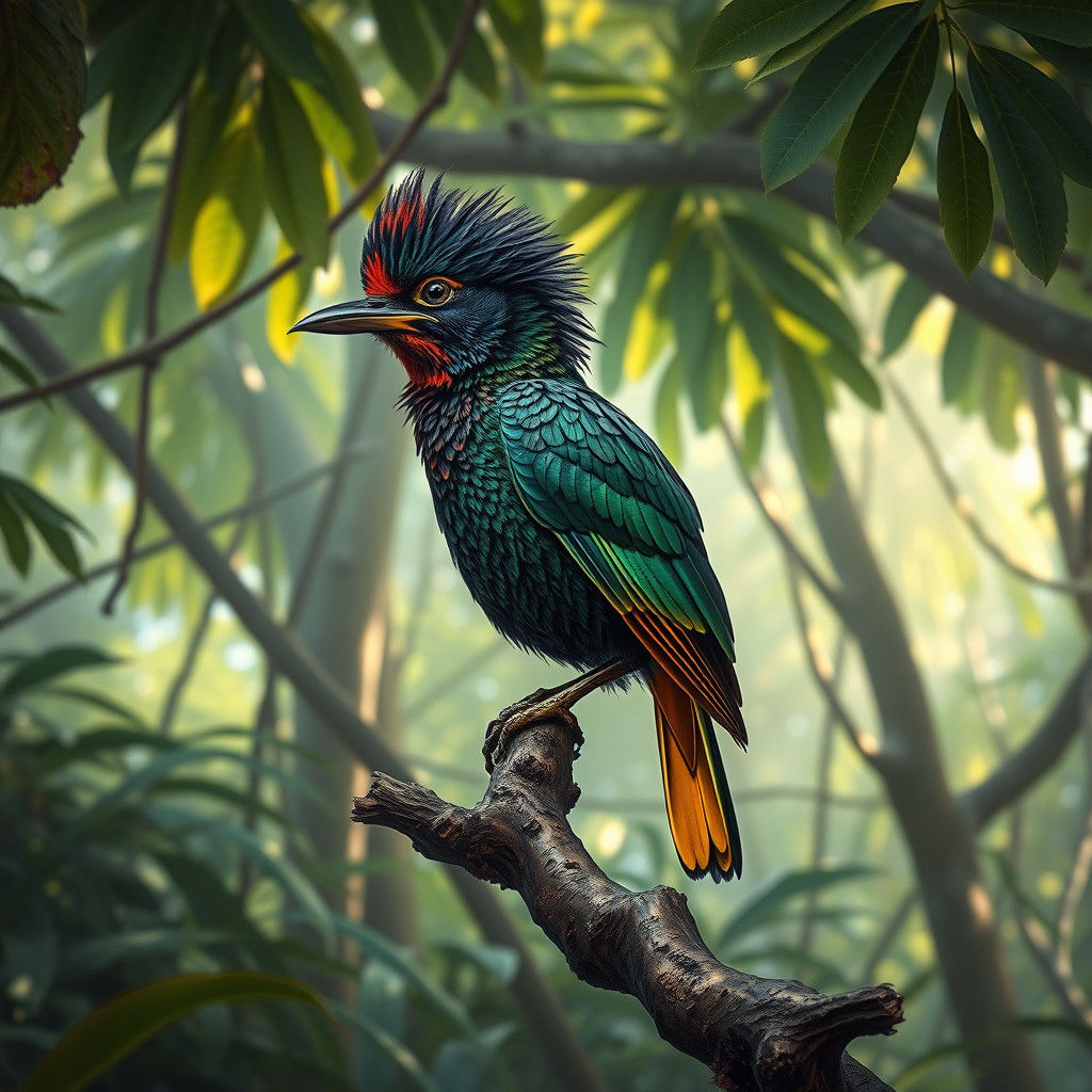 Stresemann's Bristlefront in Wildlife Illustration Style