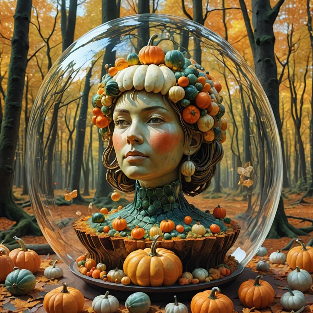 Gourd Cake in Scandinavian Forest with Woman