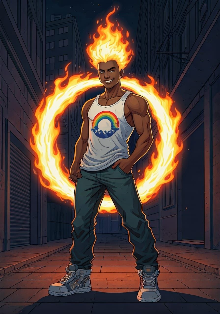Filipino Fire Elemental in Comic Book Style