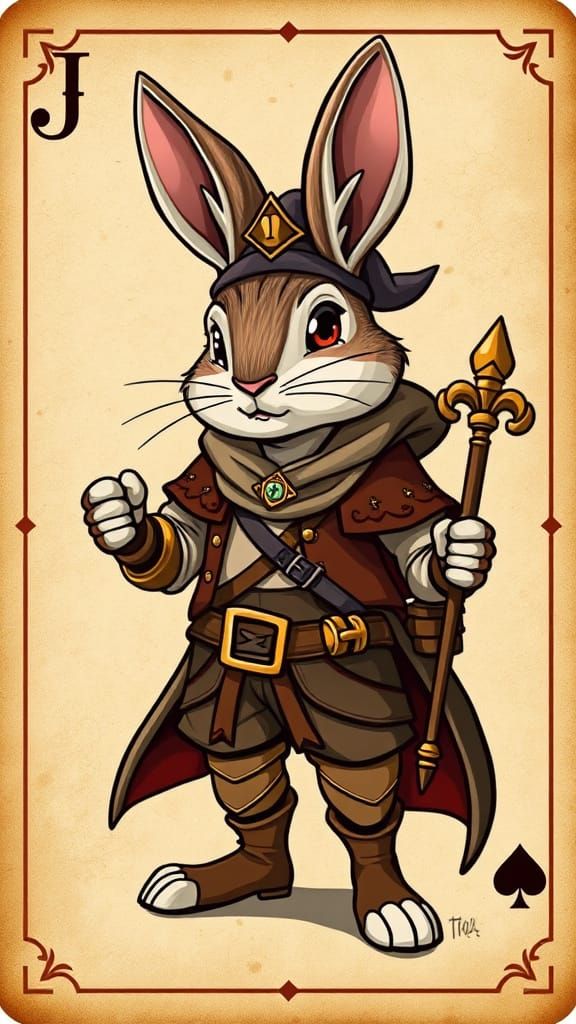 Heroic Rabbit Jack of Spades Card Art