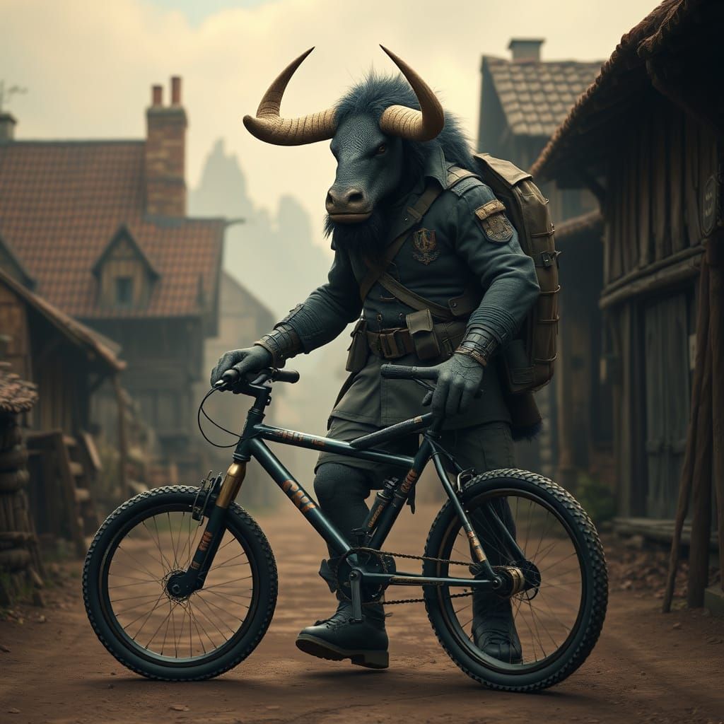 Minotaur Royal Marine Walks Home with BMX Bike