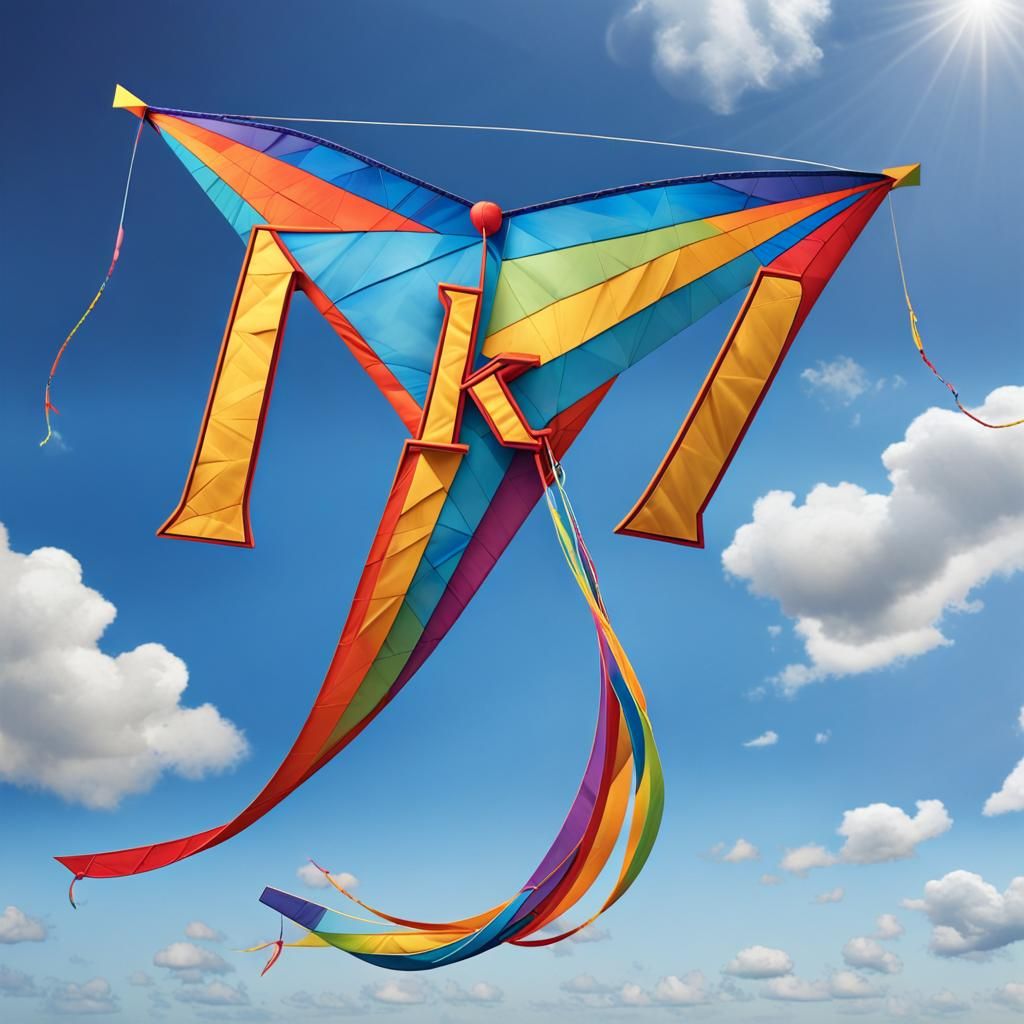 Kite Typography Art with Colorful Kite Letter
