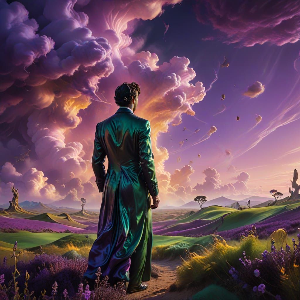 Dreamlike Figure in a Surreal Landscape