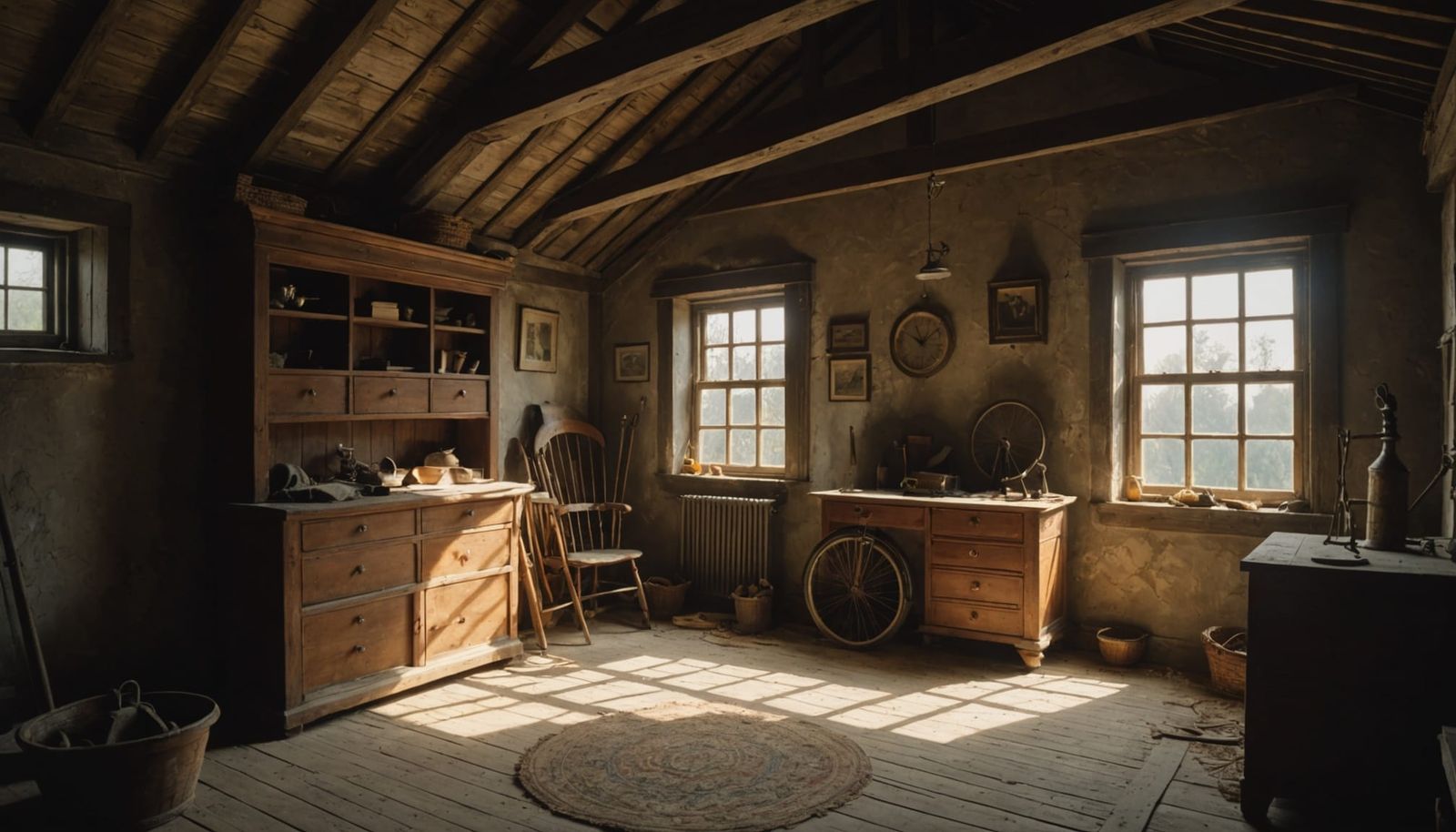 Vintage Attic Scene in Warm Light