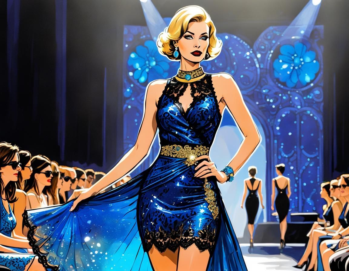 Wilma Deering in Royal Blue Glass Dress