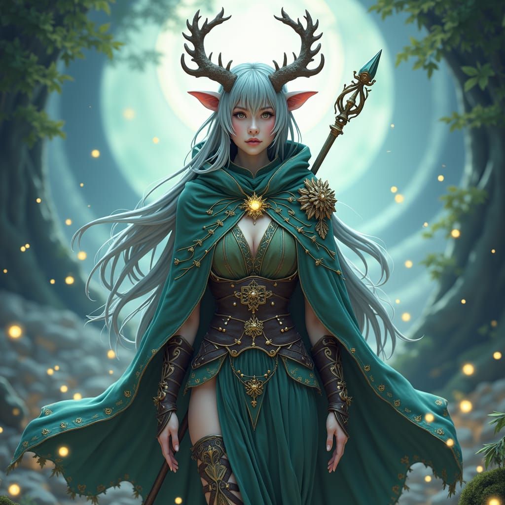 Ethereal Firbolg Druid in 3D Anime Style