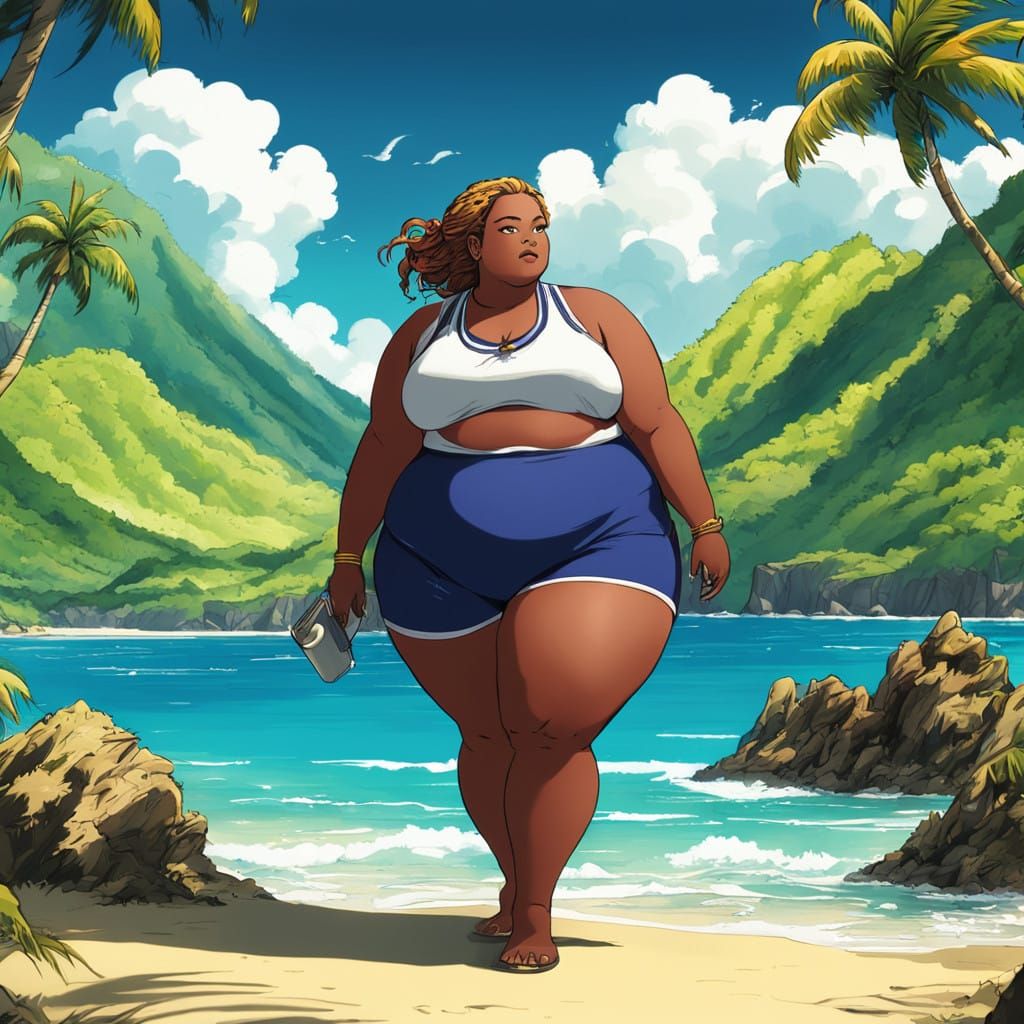 Sensual Island Goddess Celebrated in Vibrant Anime Style