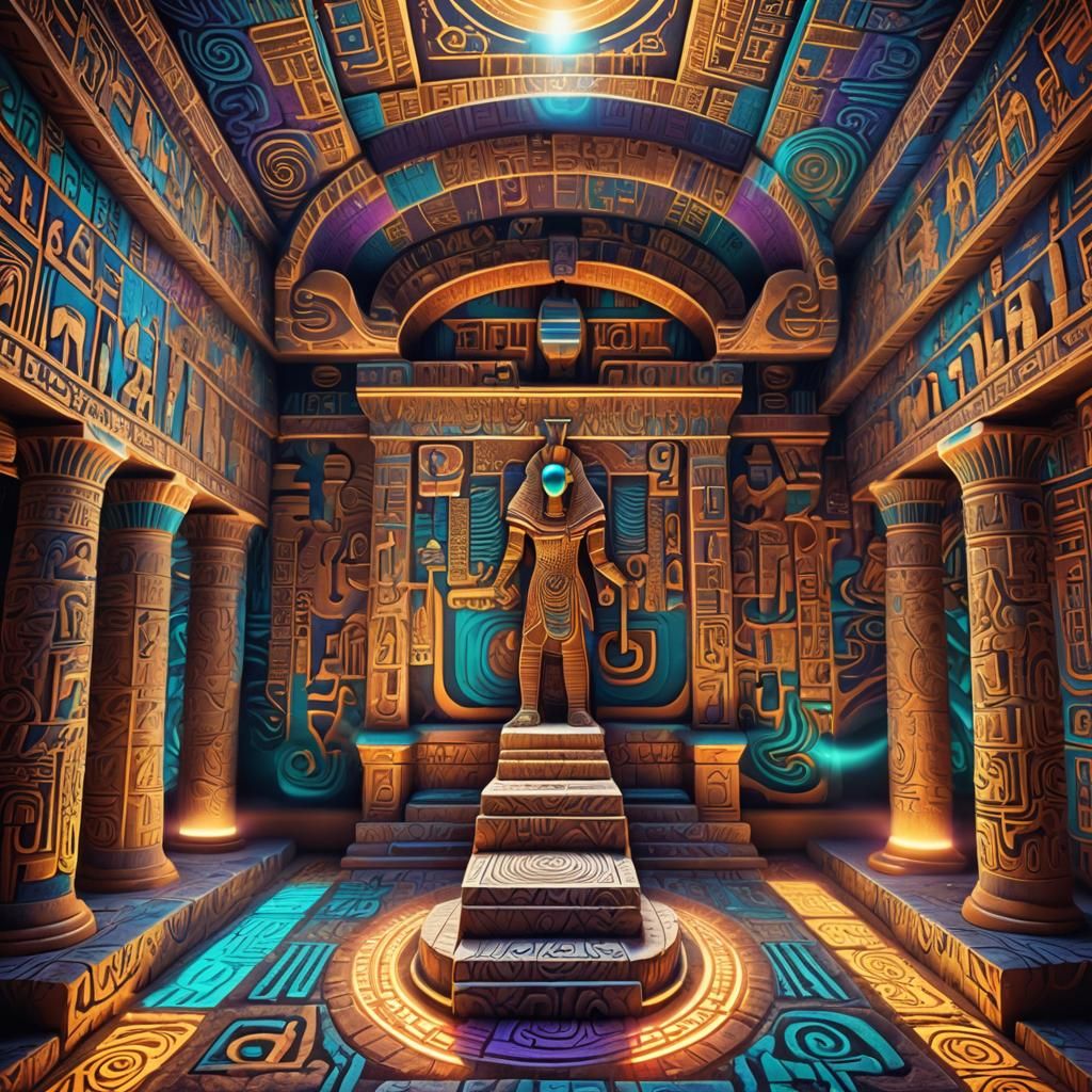 Surreal Temple of Abydos in Psychedelic Fractal Art