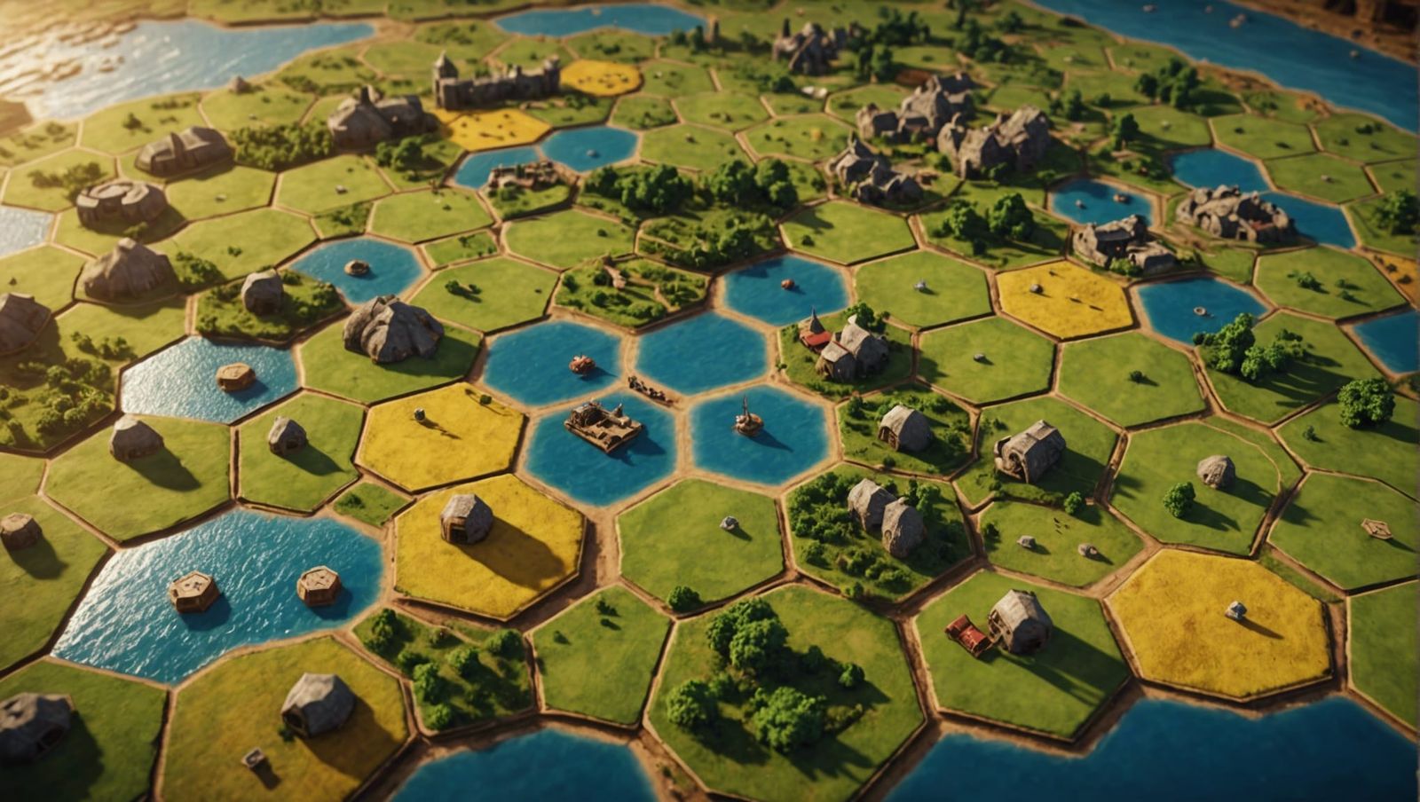 Settlers of Catan: Hexagonal Landscape in Digital Painting