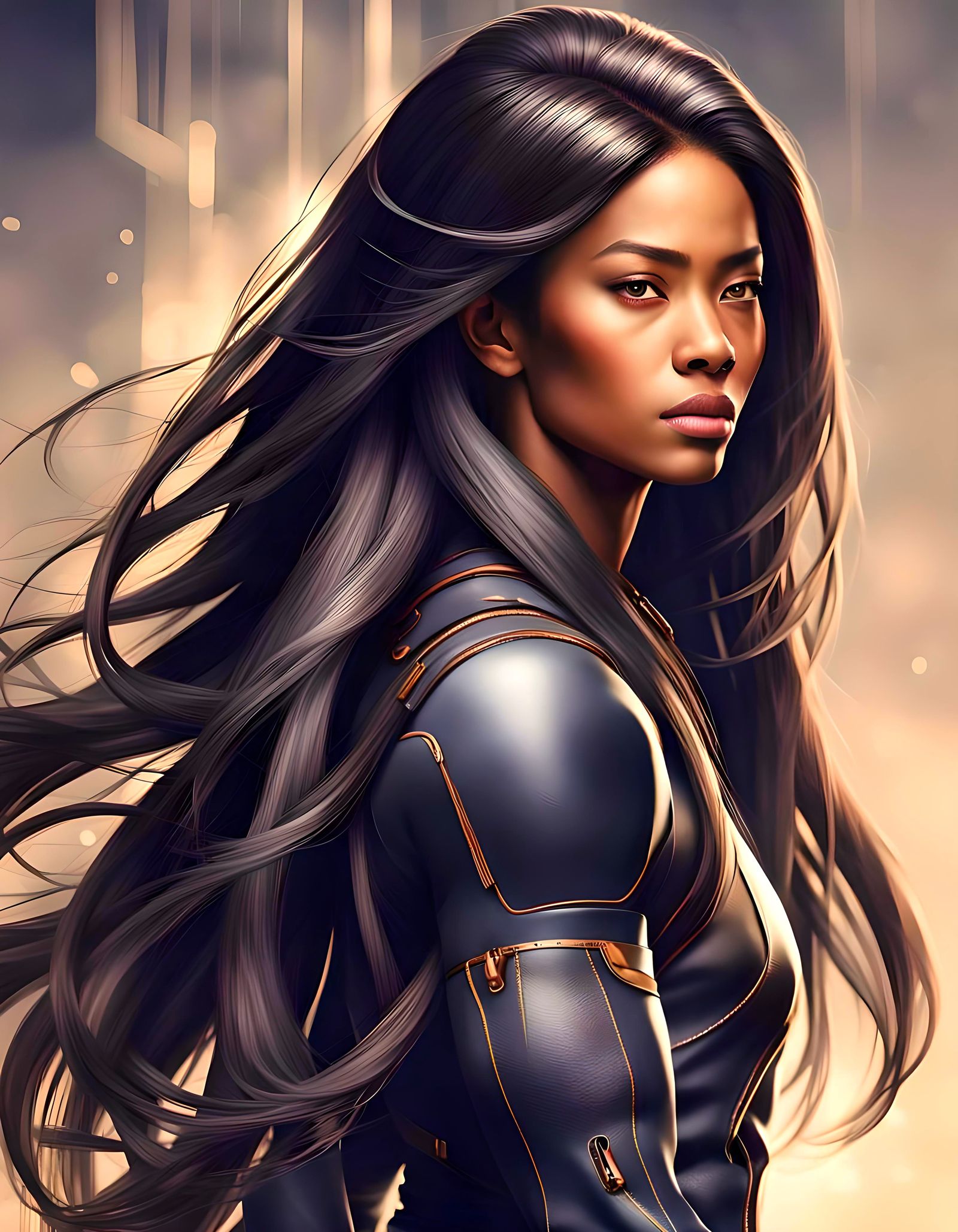 Strong Afro-Asian Woman Portrait