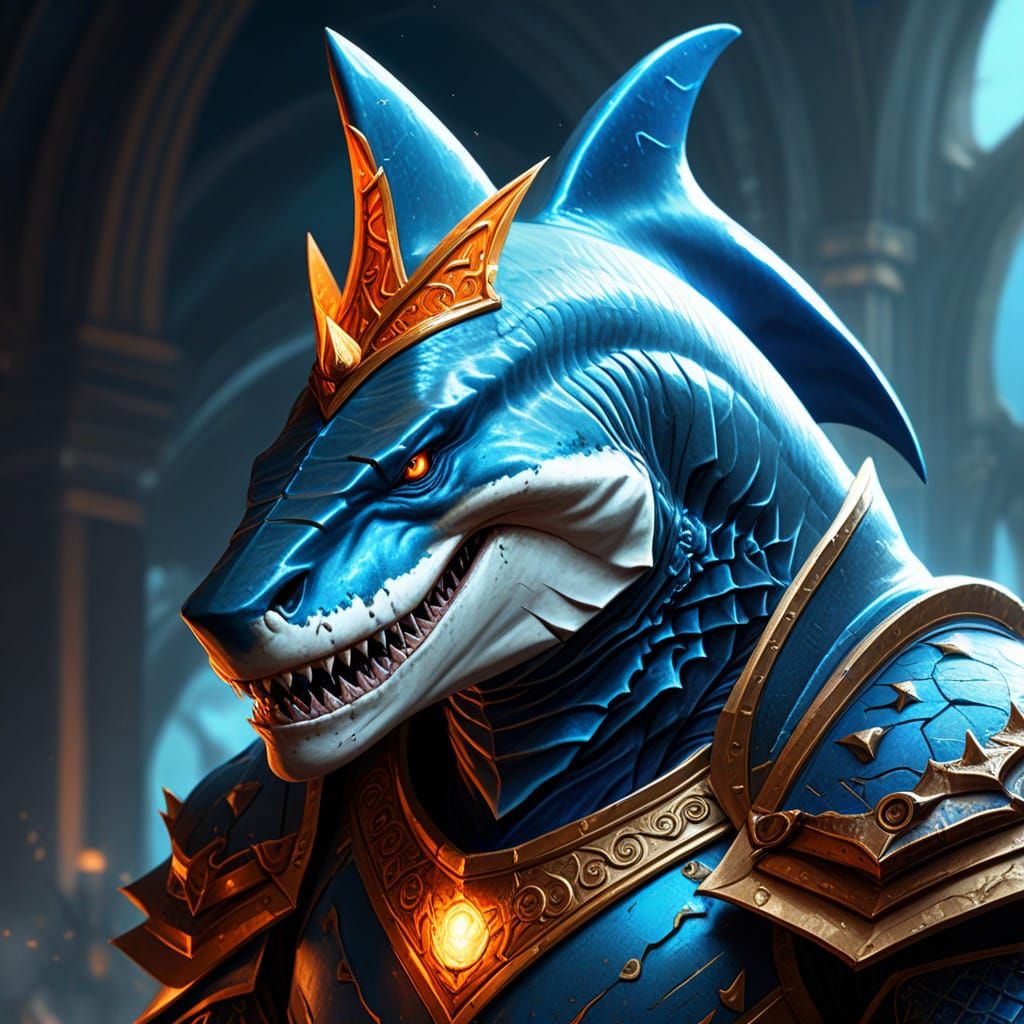 Shark-Headed Monarch in Digital Fantasy Art