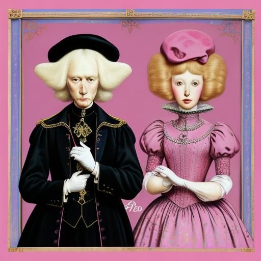 Pink Mice in Pop Art Meets Renaissance Style
