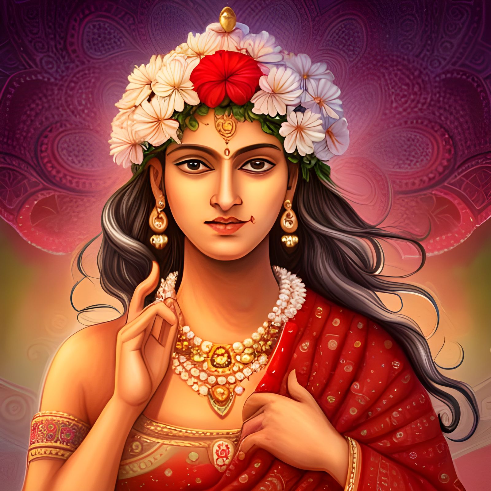 Goddess Parvati with Jasmine Cloak: Hyperrealistic Concept A...