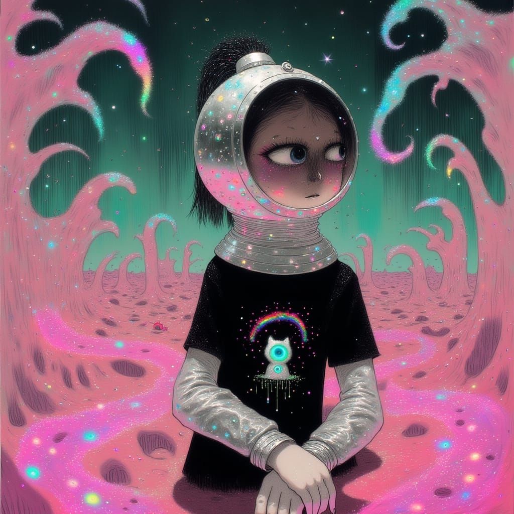 Dreamlike Alien World in Vibrant, Cyberpunk Style