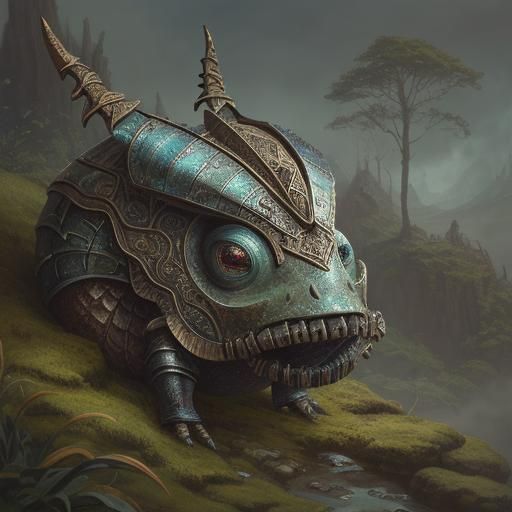 Anthropomorphic Snail in Armor: Fantasy Illustration