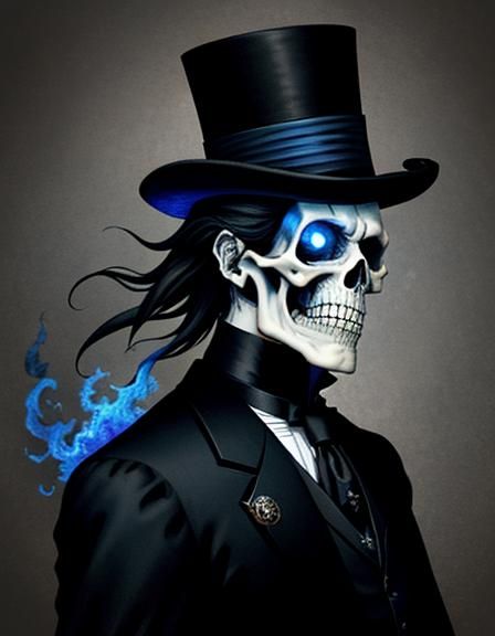 Menacing Skeleton in Victorian Steampunk Style
