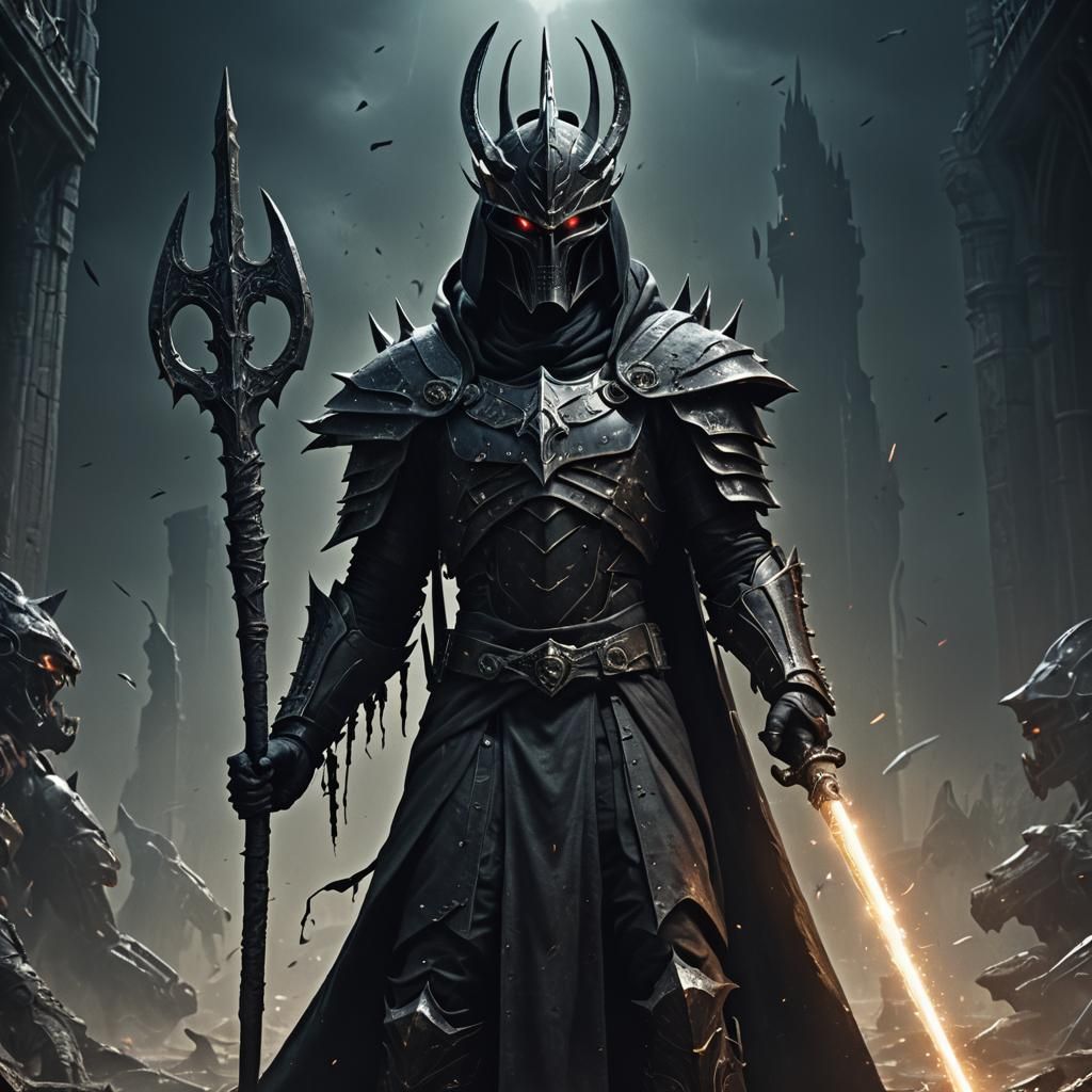 Gothic Alien Warlord Rises in Dark, Epic Poster