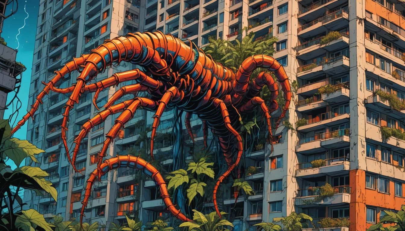 Mutated Centipede in Chernobyl, Polish Comics Style