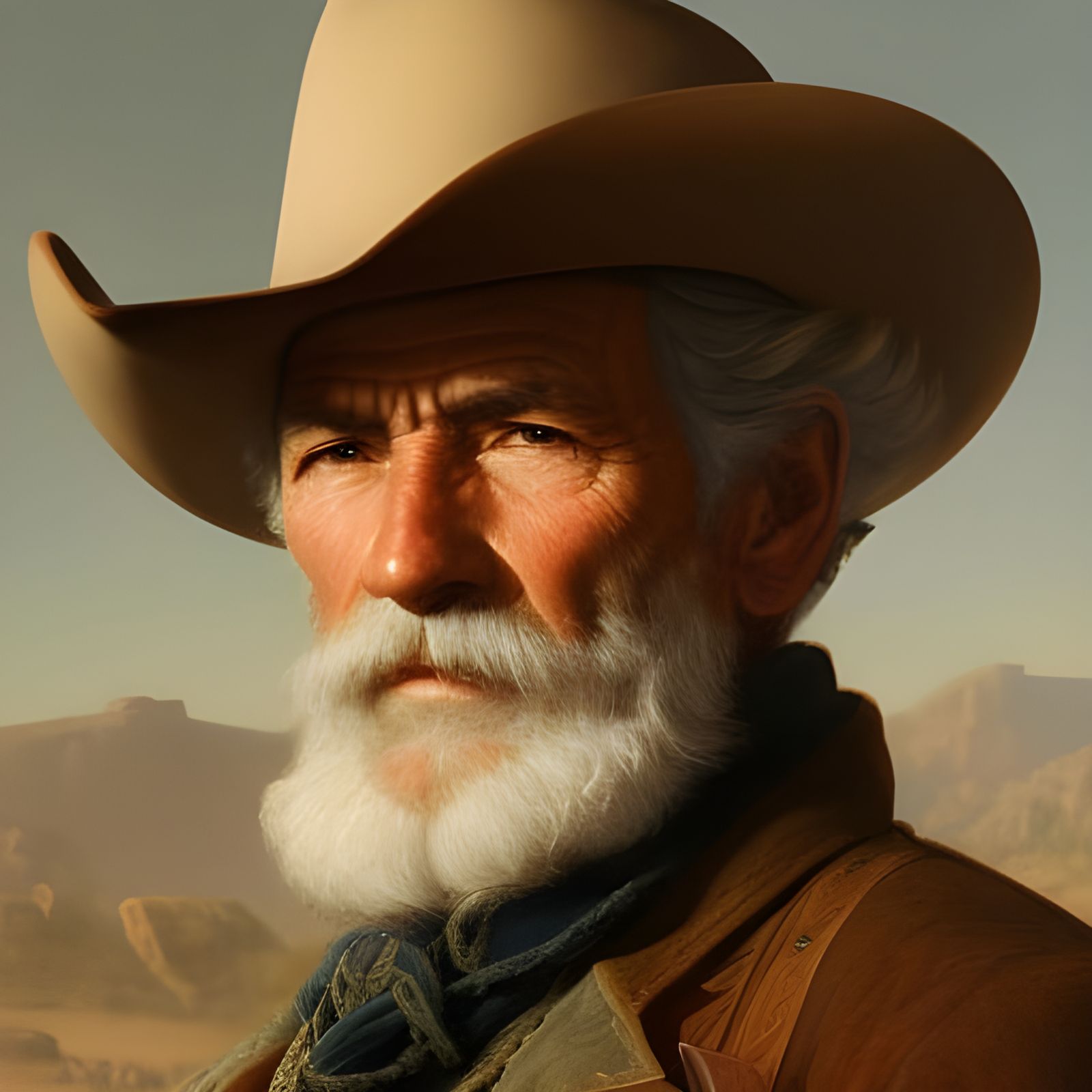 Old Cowboy Portrait in 19th Century Style