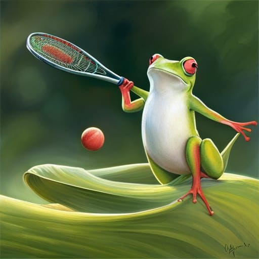 Joyful Pink Frog Balances Hobbies in Garden