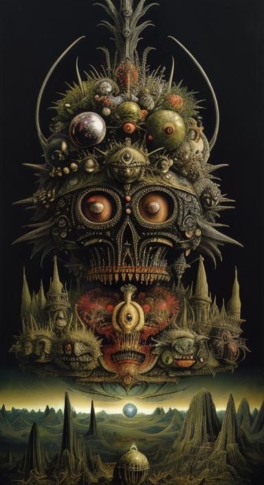 Surreal Monster Landscape Inspired by Giger and Bosch