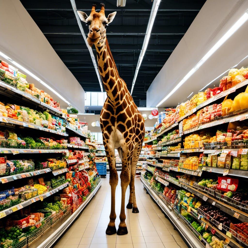 Elephant and Giraffe Visit a Supermarket